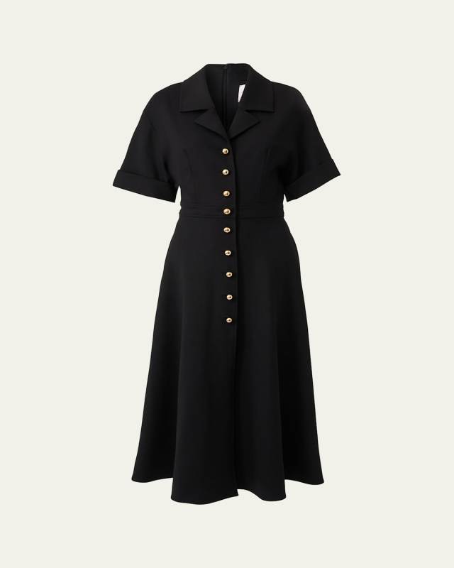 Collared Short-Sleeve Midi Shirtdress